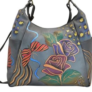 Anuschka Large multi pocket Hobo bag Anna Floral bag EUC!